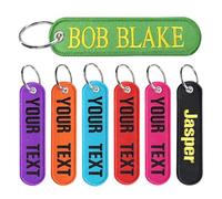 Brillianne Personalized Keychain, Custom Embroidered Name/Text Keyring, Car Key Tags, Key Ring Accessories for Motorcycle Backpacks Scooters (Oval)