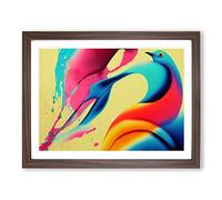Brilliant Abstract Bird Framed Wall Art Print A2 Walnut