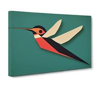 Brilliant Abstract Hummingbird Canvas Print | Gallery Wrapped 30mm Frame Wall Art | 30x20 inches | Ready to Hang | Abstract Picture | Living Room Bedroom Lounge Office