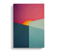 Brilliant Abstract Sunset Teal, Pink, Red Canvas Print for Living Room Bedroom Home Office Décor, Wall Art Picture Ready to Hang, 30x20 Inch (76x50 cm)