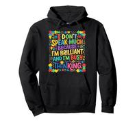 Brilliant And Busy Thinking Autism Awareness Puzzle Pullover Hoodie