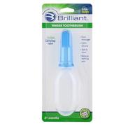 Brilliant Baby Finger Toothbrush with Case, Age 3 Months Old and Up, Silicone Gum Massager Teether Brush for Babies and Toddlers Essentials, Teethers and Toothbrushes for Infants and Newborns, Blue