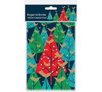 Brilliant Birds Advent Calendar Greetings Card with Envelope | Festive Forest Scene with 24 Doors & Gold Foil Birds - 12x17cm