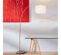 Brilliant Clarie floor lamp, white, iron-coloured, 180 cm, fabric/metal