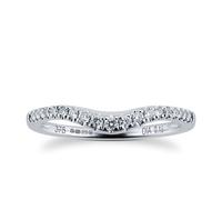 Brilliant Cut 0.15 Carat Total Weight Diamond Set Ladies Shaped Wedding Ring In 9 Carat White Gold - Ring Size K