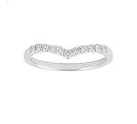 Brilliant Cut 0.20 Carat Total Weight Diamond Set Ladies Shaped Wedding Ring In 9 Carat White Gold - Ring Size M