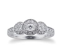 Brilliant Cut 0.52 Carat Total Weight Three Stone Diamond Ring Set In 9 Carat White Gold - Ring Size I