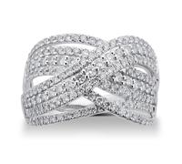 Brilliant Cut 1.00 Carat Total Weight Diamond Wrap Ring In 9 Carat White Gold - Ring Size M
