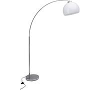 Brilliant Decorative Floor Lamp, Arc Floor Lamp with Foot Switch and Pivoting Head, 1.6 m Height and 30 cm Shade Diameter, 1 x E27 Socket, Made of Metal/Plastic in Chrome/White