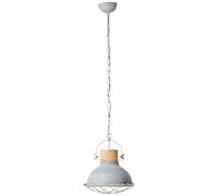 Brilliant Emma Industrial Pendant Light Concrete Wood Grey Ø33cm E27 Cuttable