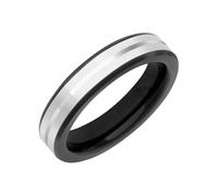 Brilliant Expressions 5mm Tungsten Carbide and Ceramic Wedding Band for Men - Black Ring with White Ceramic Center Line, Comfort Fit, Tungsten Carbide, No Gemstone
