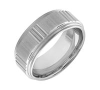 Brilliant Expressions 9mm Tungsten Carbide Wedding Band for Men and Women - White Sandblasted Finish with Vertical Line Design, Comfort Fit Ring, Tungsten Carbide, No Gemstone