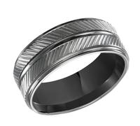 Brilliant Expressions Men’s 9mm Black Tungsten Carbide Wedding Band, Textured Matte Finish, Step Edges, Comfort Fit, Tungsten Carbide, No Gemstone