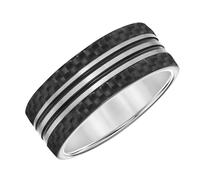 Brilliant Expressions Men’s 9mm Tungsten Carbide Wedding Band with Black Carbon Fiber Inlay, Flat Profile, Comfort Fit, Tungsten Carbide, No Gemstone