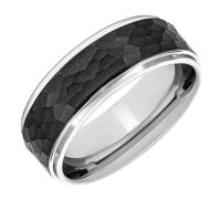 Brilliant Expressions Men’s Tungsten Carbide Wedding Band 8mm Black Hammered Finish Comfort Fit Scratch Resistant, Tungsten Carbide, No Gemstone