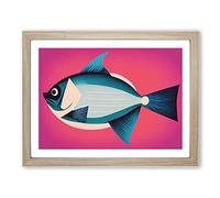 Brilliant Fish BLK Framed Wall Art Print A2 Oak