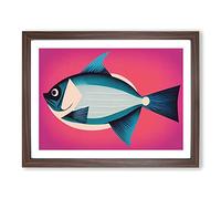 Brilliant Fish BLK Framed Wall Art Print A2 Walnut