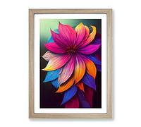 Brilliant Flower Framed Print | A2 Oak Framed Wall Art | Ready to Hang | Modern Floral Picture | Living Room Bedroom Lounge Office
