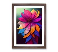 Brilliant Flower Framed Print | A3 Walnut Framed Wall Art | Ready to Hang | Modern Floral Picture | Living Room Bedroom Lounge Office