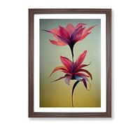 Brilliant Flowers Framed Print | A4 Walnut Framed Wall Art | Ready to Hang | Modern Floral Picture | Living Room Bedroom Lounge Office