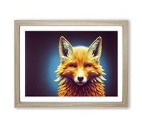 Brilliant Fox Framed Wall Art Print A2 Oak