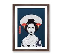 Brilliant Geisha Framed Print | A3 Walnut Framed Wall Art | Ready to Hang | Modern Nature Picture | Living Room Bedroom Lounge Office