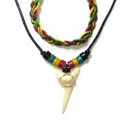 BRILLIANT GIFTS BOYS MENS LARGE FAKE TOOTH RASTA NECKLACE AND BRACELET GIFT SET