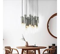 Brilliant Glasini hanging light, Ø 52 cm, smoke grey, 14-light, glass
