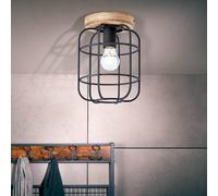 Brilliant Gwen ceiling light, Ø 20 cm, antique wood/black, metal/wood