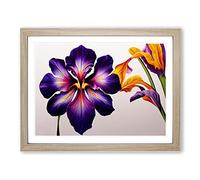 Brilliant Iris Flowers Framed Print | A3 Oak Framed Wall Art | Ready to Hang | Modern Floral Picture | Living Room Bedroom Lounge Office