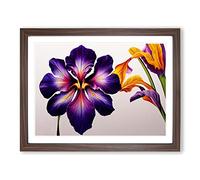Brilliant Iris Flowers Framed Print | A3 Walnut Framed Wall Art | Ready to Hang | Modern Floral Picture | Living Room Bedroom Lounge Office