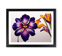 Brilliant Iris Flowers H1022 Framed Print for Living Room Bedroom Home Office Décor, Wall Art Picture Ready to Hang, Black A4 Frame (34 x 25 cm)