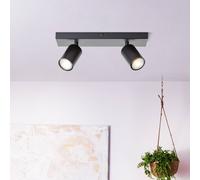 Brilliant Jello downlight, length 32 cm, black, 2-bulb, metal
