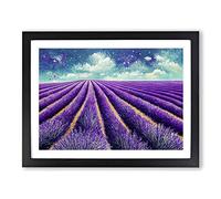 Brilliant Lavender Flower Field Framed Print | A2 Black Framed Wall Art | Ready to Hang | Modern Floral Picture | Living Room Bedroom Lounge Office
