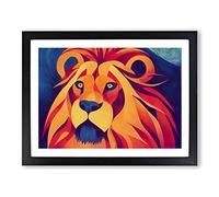 Brilliant Lion Framed Wall Art Print A2 Black