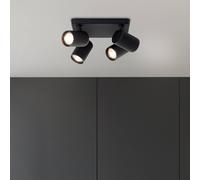 Brilliant Marty ceiling spotlight, length 22 cm, sand-black, 4-bulb