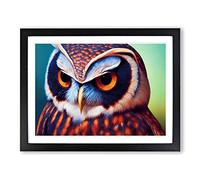 Brilliant Owl Framed Wall Art Print A2 Black