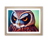 Brilliant Owl Framed Wall Art Print A2 Oak
