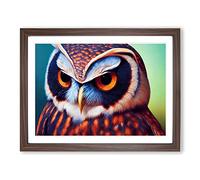 Brilliant Owl Framed Wall Art Print A2 Walnut