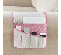 Brilliant Sunshine Cupid and Rose Patchwork Couch Sofa Armrest 5 Pockets Organizer, Armchair Caddy, Washable Remote Controls Holder, Storage for Magazine, Tablet, Phone, iPad, 35×13", Pink Grey