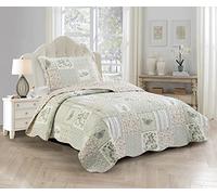 Brilliant Sunshine Grey Cupid and Pink Rose Quilt Set, 2-Piece Bedding Set, Patchwork Design, Washable and Reversible Bedspread, Soft Lightweight Coverlet, All-Season, Twin/Twin XL, Pink Grey