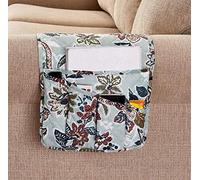 Brilliant Sunshine Vintage Beautiful Green Flowers Couch Armrest 5 Pockets Organizer, Slip Resistant Armchair Caddy, Washable Remote Controls Holder, Storage for Magazine, Tablet, iPad, 35×13", Green