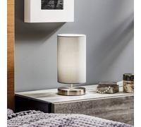 Brilliant Table lamp Claire with grey fabric lampshade