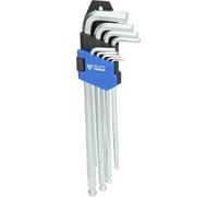 BRILLIANT TOOLS Allen Key Set, Inner Hexagonal Profile, Alloy Steel, Blue Silver, 225mm