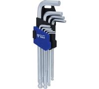 BRILLIANT TOOLS Allen Key Set, Inner Hexagonal Profile, Short, Chrome Vanadium Steel, Blue Black, 180mm