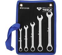 BRILLIANT TOOLS BT013105 Ratchet Ring Spanner Set, 5 Pieces, 8-19 mm [Powered by KS Tools]