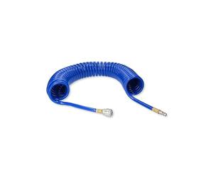 BRILLIANT TOOLS BT160035 Compressed Air Spiral Hose, Diameter 10 mm, 10 m Long, Elastic PU Compressed Air Hose with Quick Couplings, Hose Ends with Kink Protection