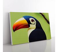 Brilliant Toucan Bird Canvas Wall Art Print Ready to Hang, Framed Picture for Living Room Bedroom Home Office Décor, 60x40 cm (24x16 Inch)