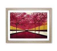 Brilliant Trees Framed Print | A2 Oak Framed Wall Art | Ready to Hang | Modern Floral Picture | Living Room Bedroom Lounge Office