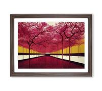 Brilliant Trees Framed Print | A3 Walnut Framed Wall Art | Ready to Hang | Modern Floral Picture | Living Room Bedroom Lounge Office